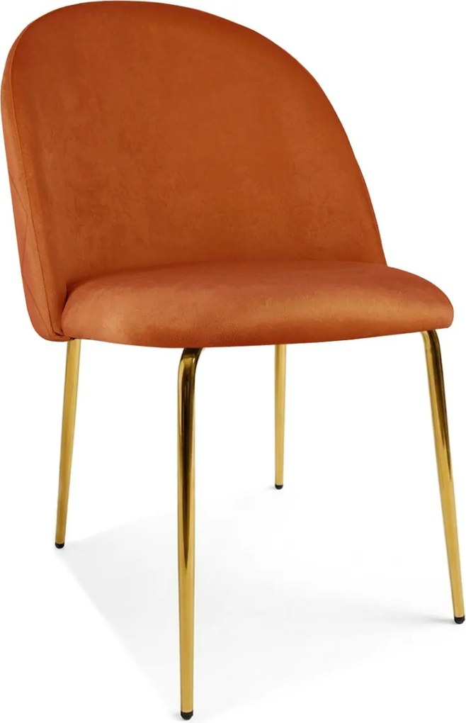 Scaun de dining INCA VELVET cu picioare aurii, teracota