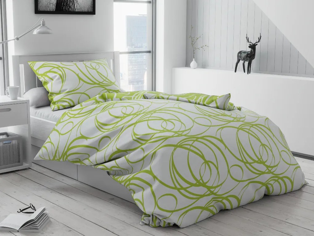 Lenjerie de pat bumbac Aromis verde Tip plic hotel Dimensiune lenjerie de pat: 70 x 90 cm | 140 x 200 cm