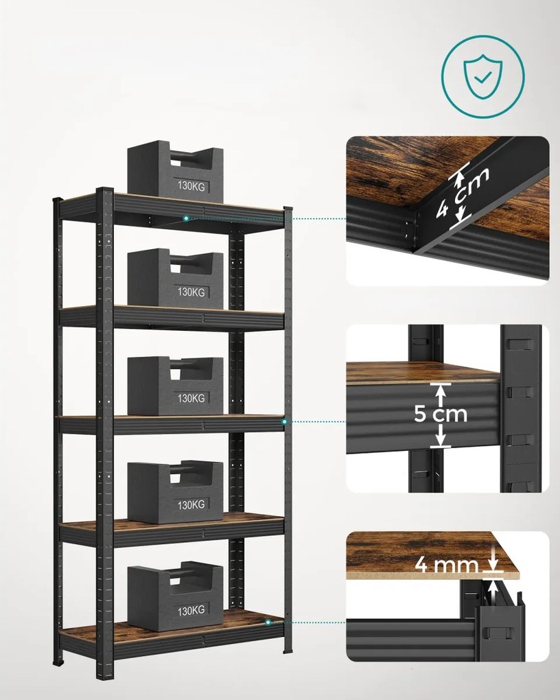 Raft metalic cu 5 polite TAYLOR 150x75 cm