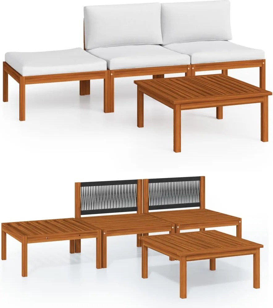 vidaXL Set fotoliu de grădină cu 4 piese și perne, crem, 63x63 cm