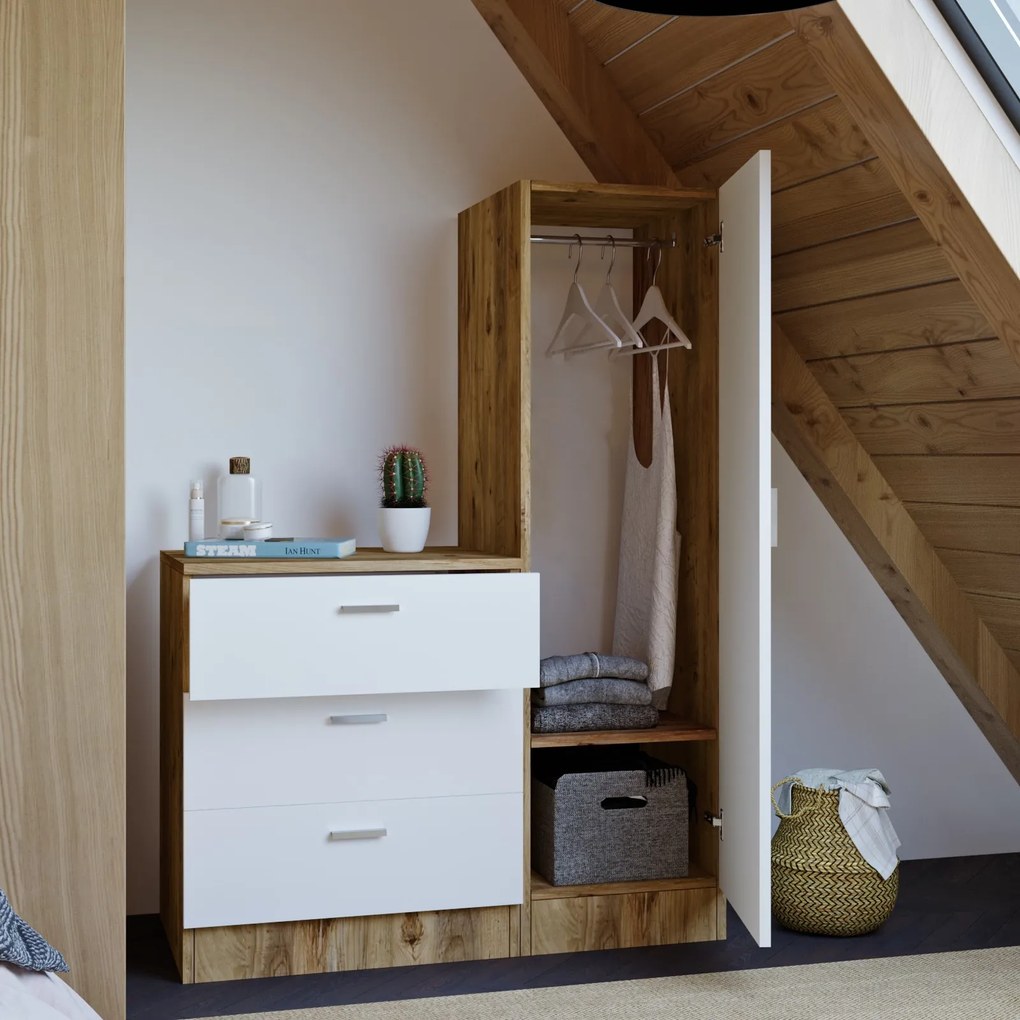 Set mobilier pentru hol Cicci (Pin atlantic + Alb). 1072753