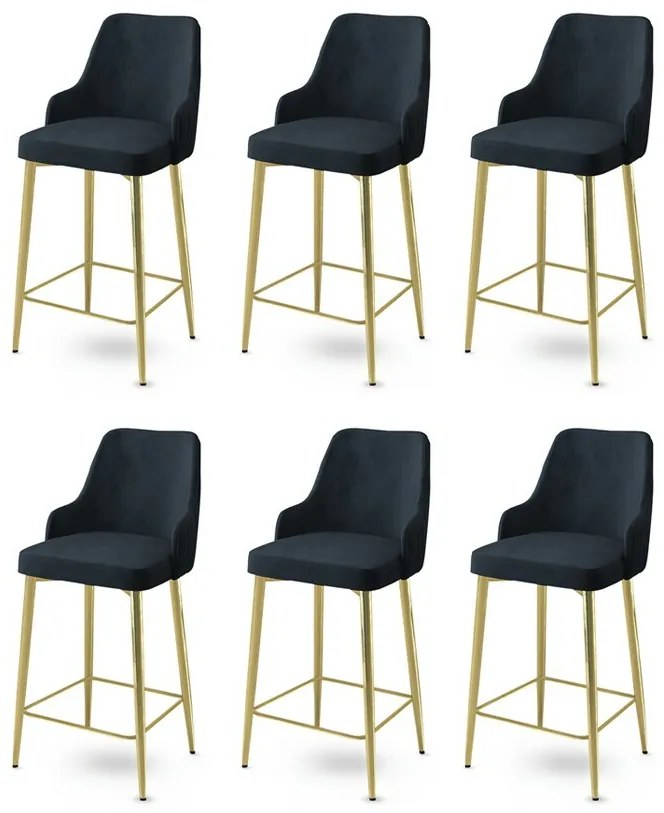 Set de scaune de bar Enox Anthracite and Gold, 6buc.