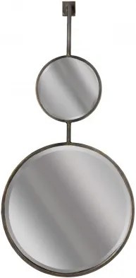 Oglinda rotunda cu rama din metal negru antic Chain, 82x40x6 cm