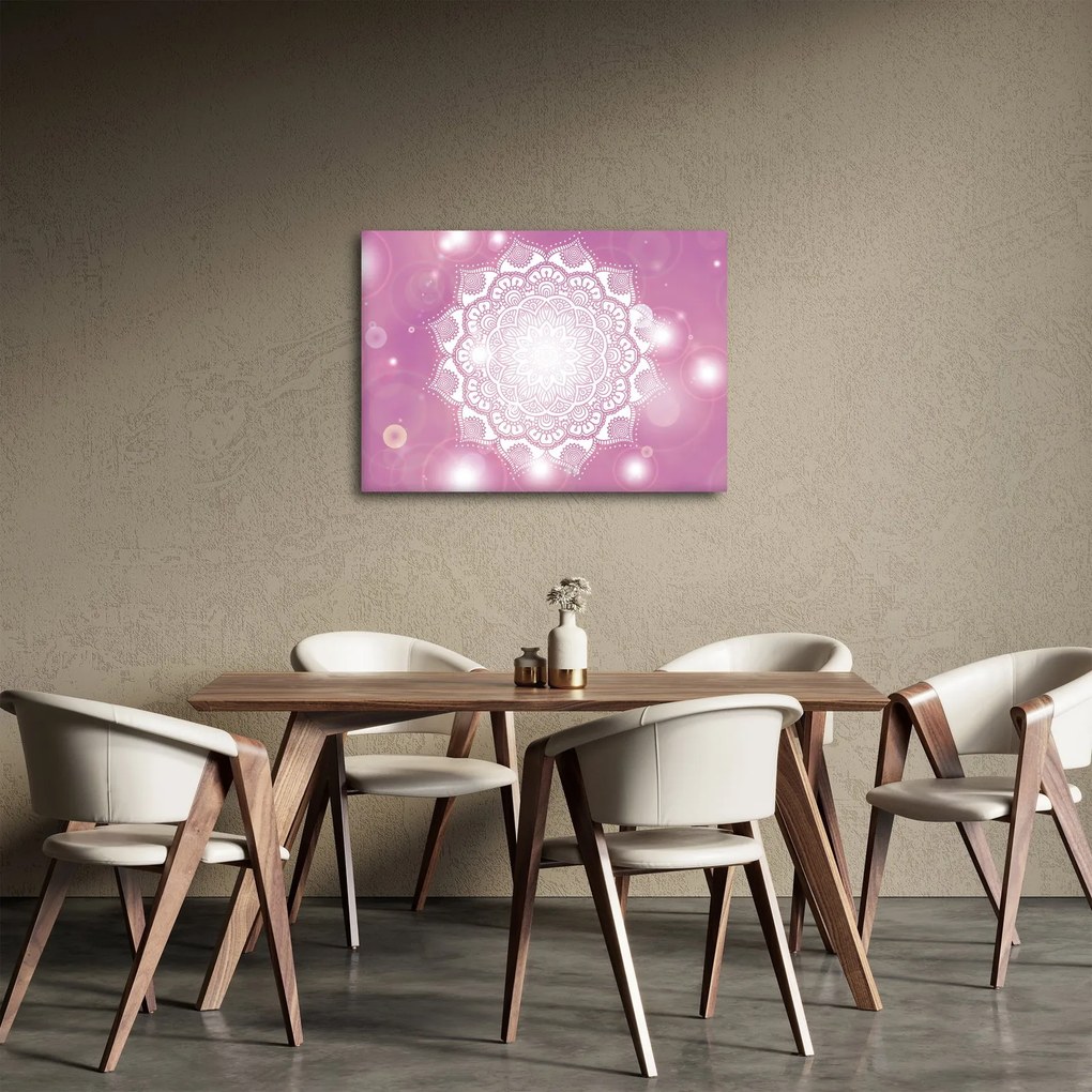 Tablou - Mandala pe fundal roz (70x50 cm)