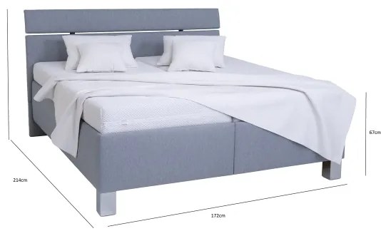 Pat tapițat ALIS 160x200 cm, cu saltea inclusă și spațiu de depozitare, gri deschis