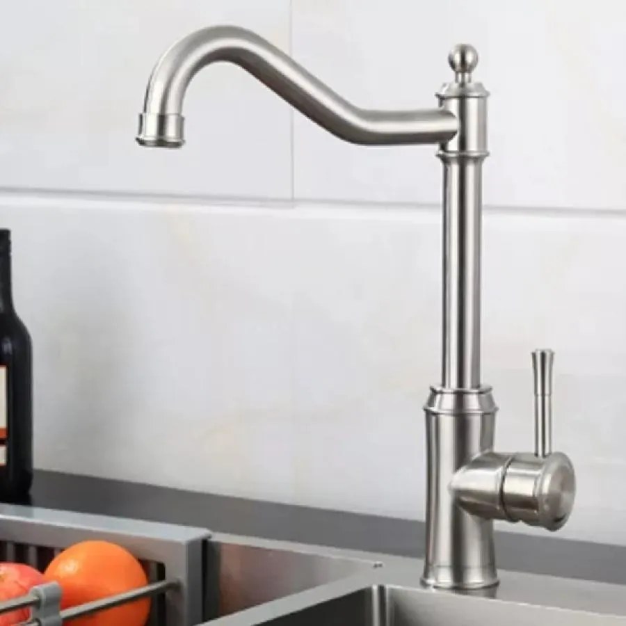 Baterie Bucătărie, Inox Satinat Model CF024 – Design Modern și Funcționalitate pentru Orice Bucătărie.