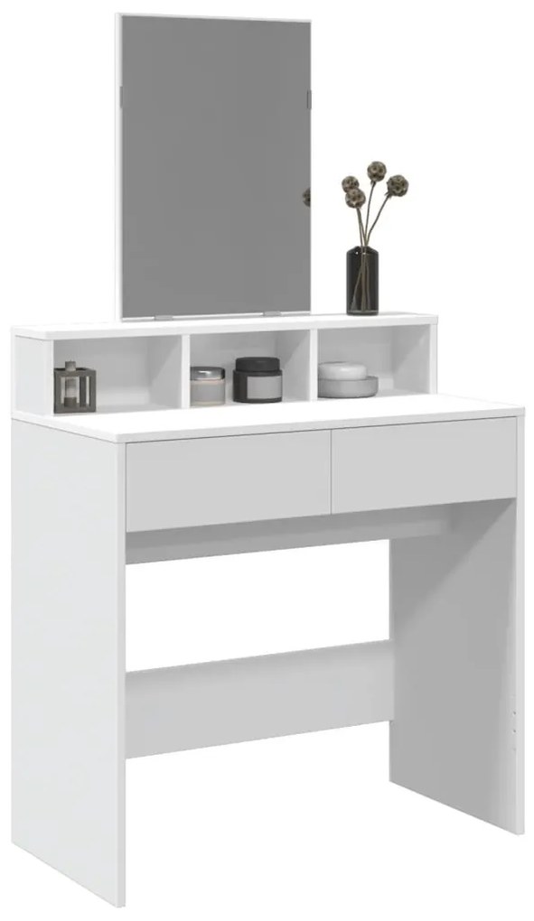 vidaXL Masă de toaletă cu oglindă, alb, 80x41x144,5 cm