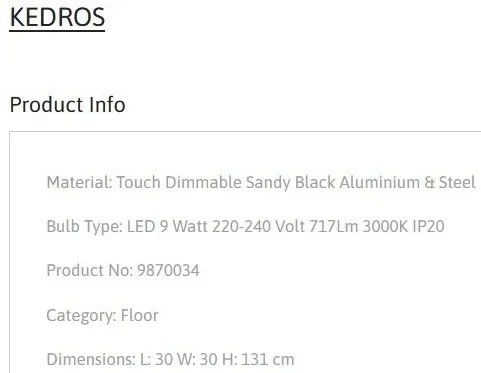 Lampa de podea LED cu spot directionabil stil minimalist KEDROS negru