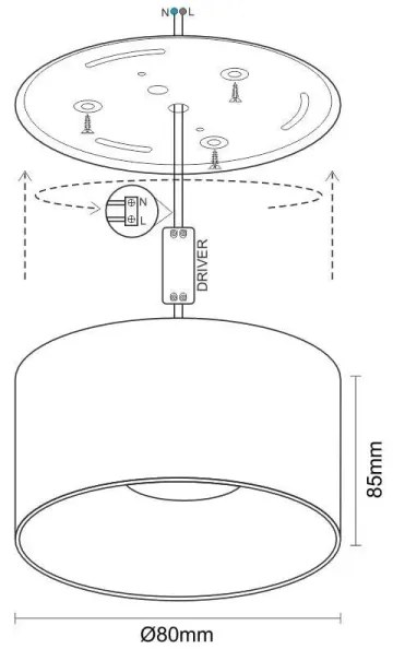 Spot LED/12W/230V 4000K d. 8 cm alb