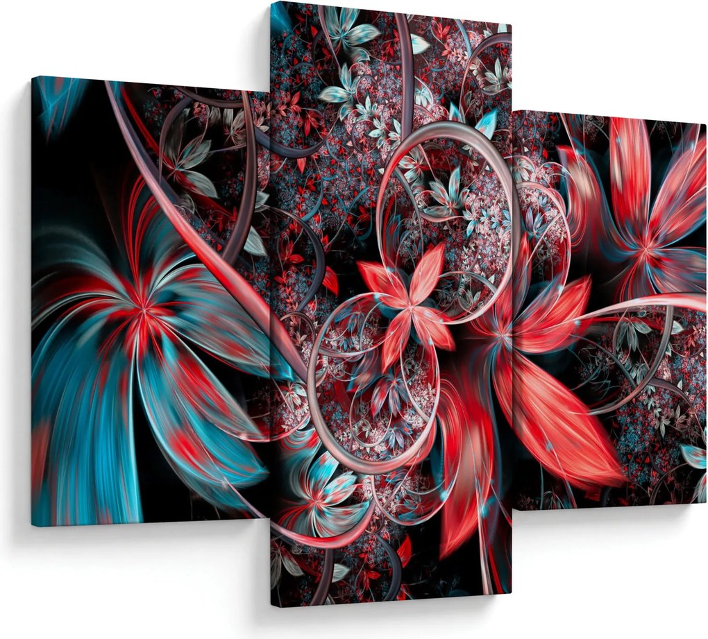 Tablou abstract cu flori exotice (90x60 cm)