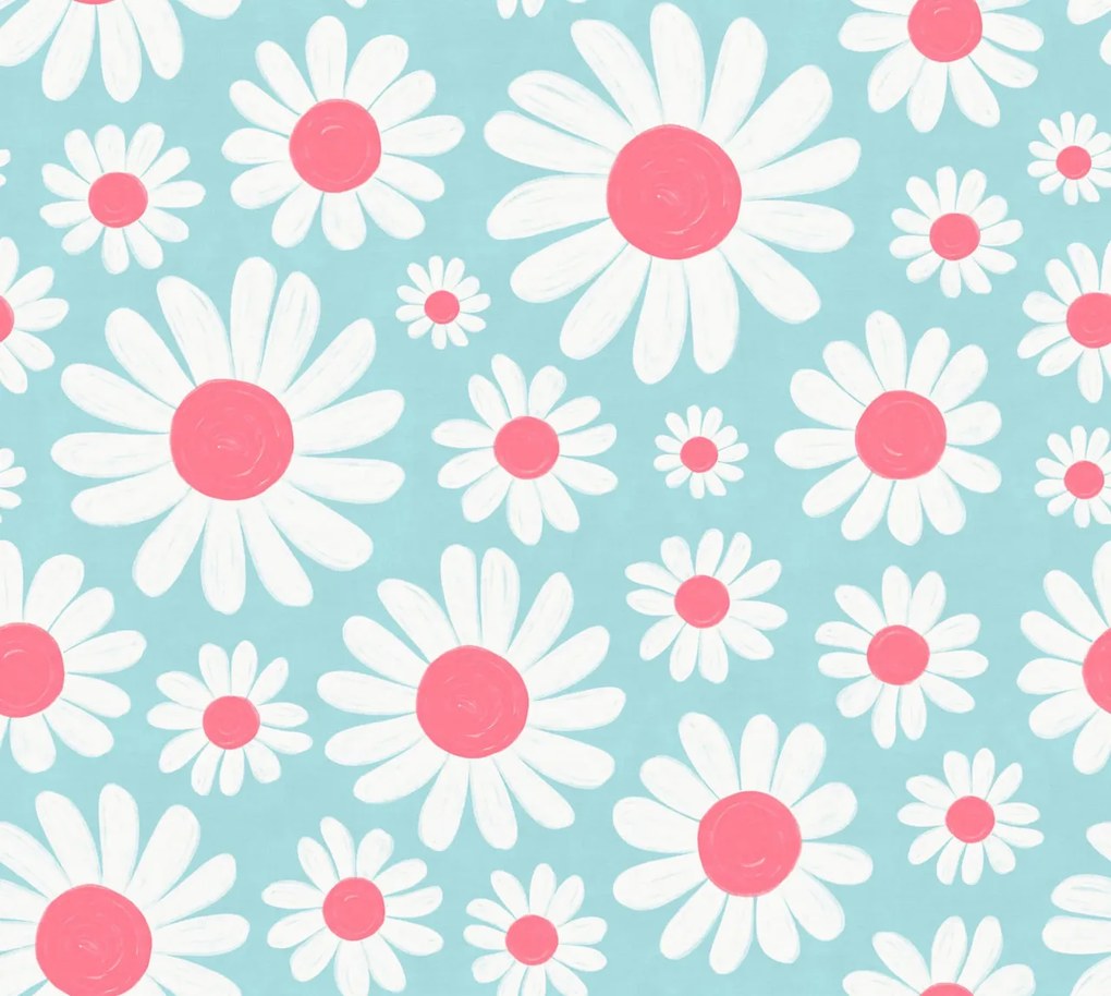 Tapet Dashing Daisies, Turquoise, Rebel Walls