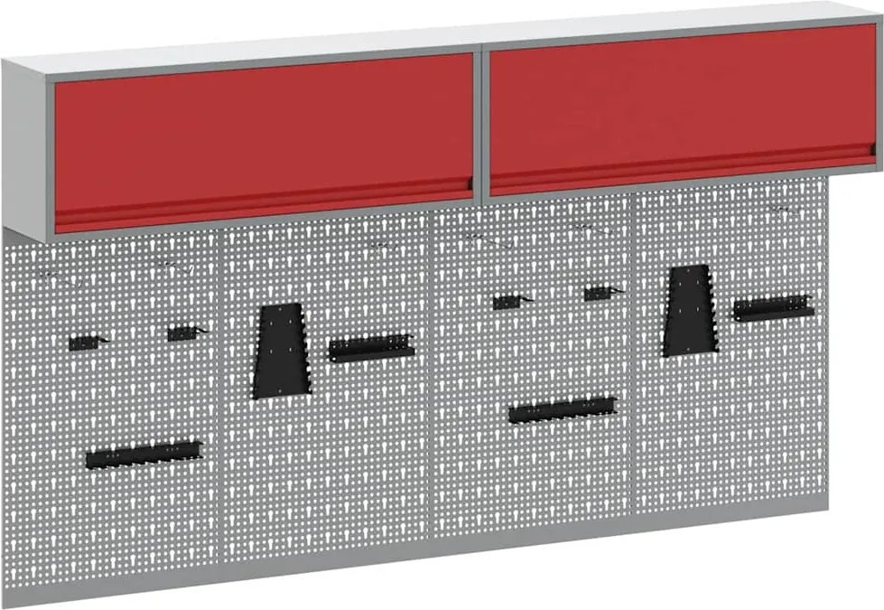 vidaXL Set dulap de unelte 6 pcs Roșu Oțel vopsit electrostatic