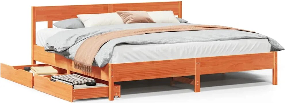 vidaXL Cadru de pat fără saltea, maro ceruit 180x200 cm lemn masiv pin