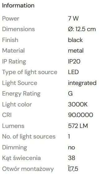 Spot LED incastrabil directionabil Galexo negru