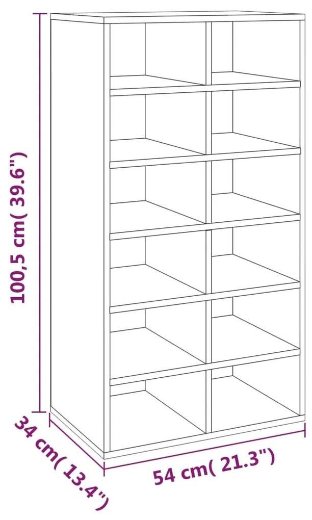 Pantofar, gri sonoma, 54x34x100,5 cm, lemn compozit 1, sonoma gri