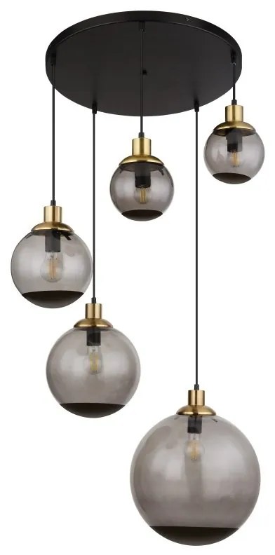 Lustra 5L design modern POTTER negru, fumuriu