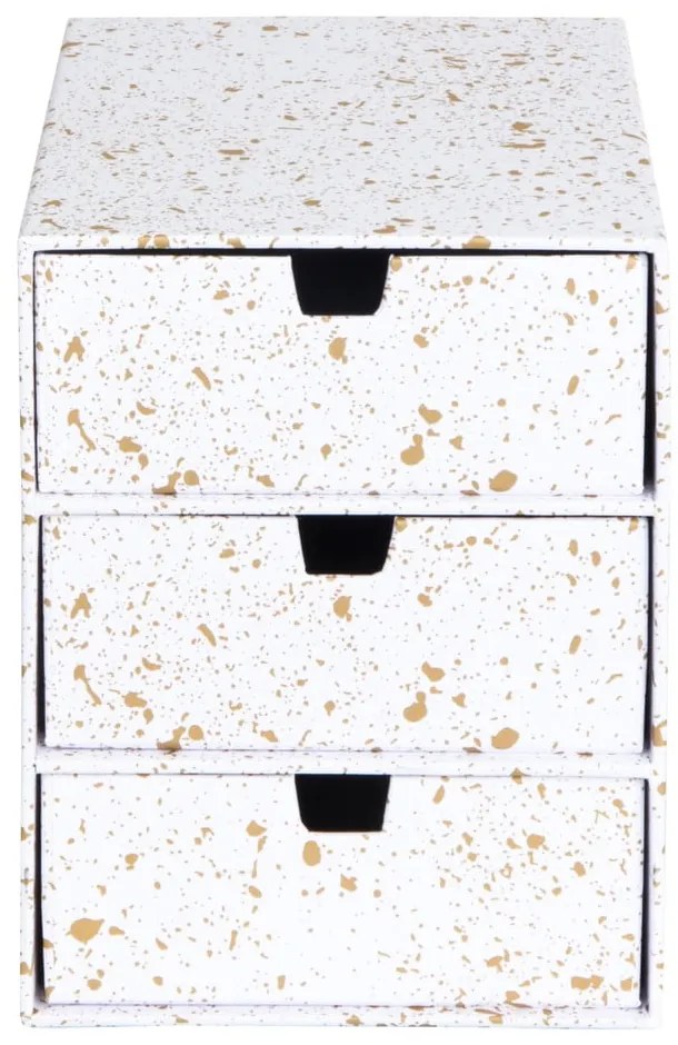 Cutie cu 3 sertare Bigso Box of Sweden Ingrid, alb-auriu