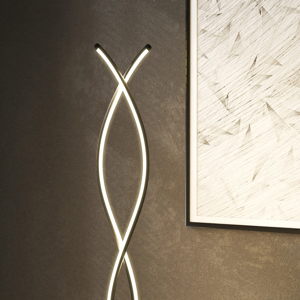 HOMCOM Lampadar de salon cu design spirală dublă, 3 niveluri de luminozitate, comutator de picior, modern și elegant, negru | Aosom Romania