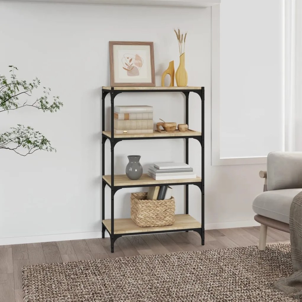 819328 vidaXL Raft de cărți stejar sonoma 60x33x100 cm, lemn prelucrat / oțel