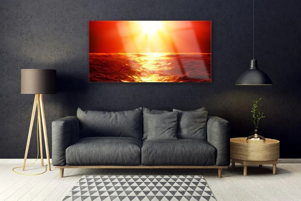 Tablouri acrilice Sun Sea Peisaj Galben Portocaliu