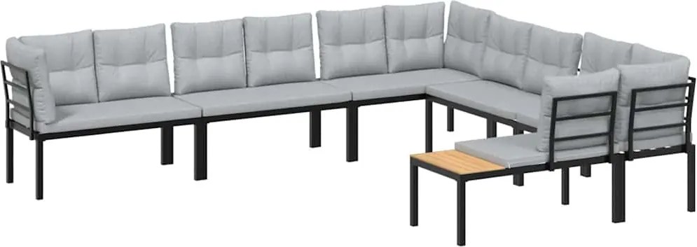 vidaXL Set canapea de grădină, 6 piese, cu perne, negru, oțel vopsit