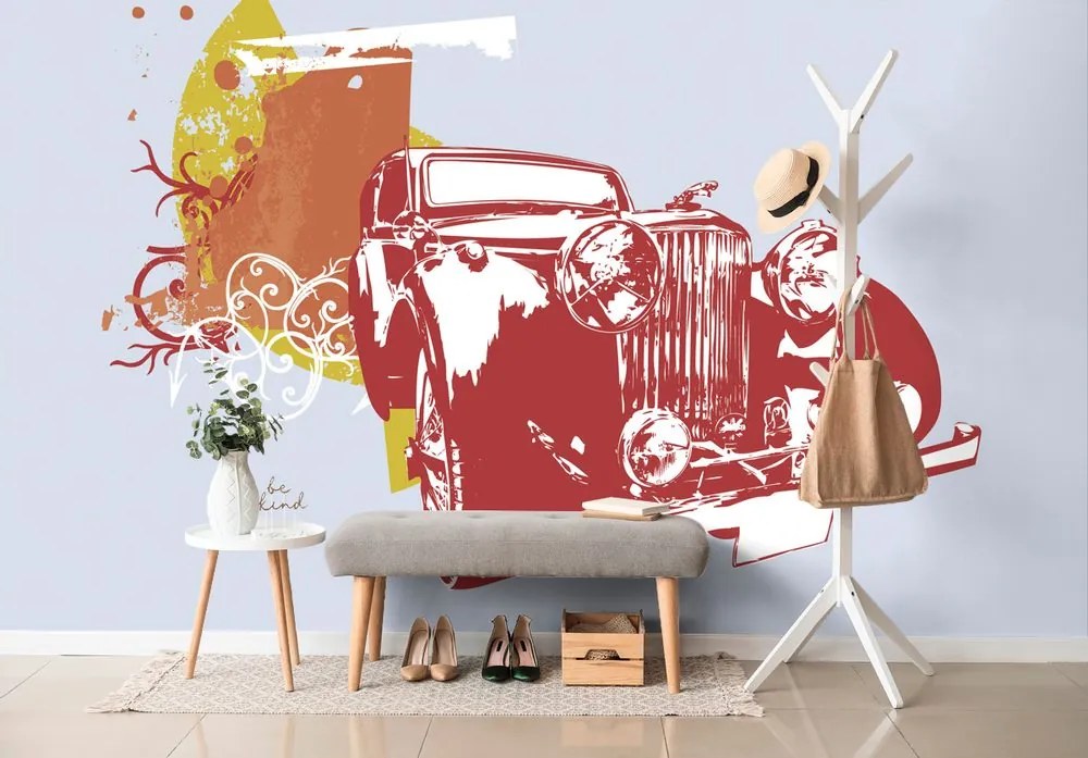 Tapet autoadeziv mașină retro cu abstract
