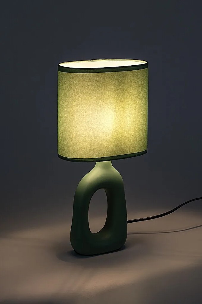 Lampa de masa ceramica si abajur verde Sylira