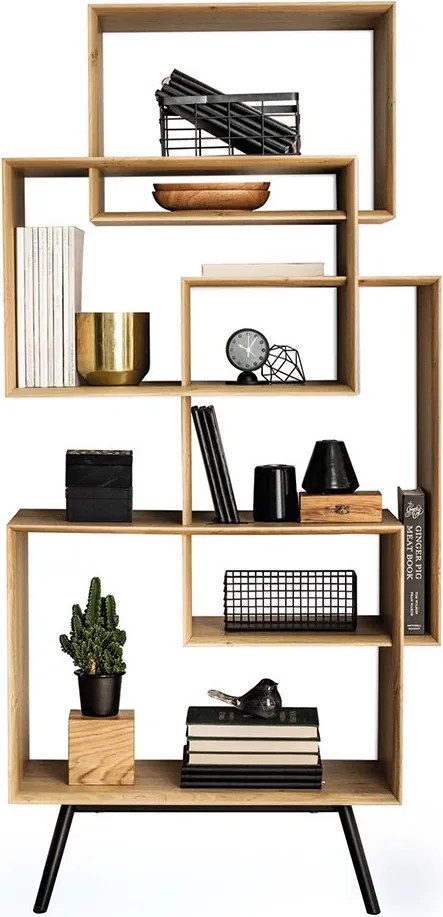 Bibliotecă lemn masiv KUADRAT – design modern cu structură geometrică