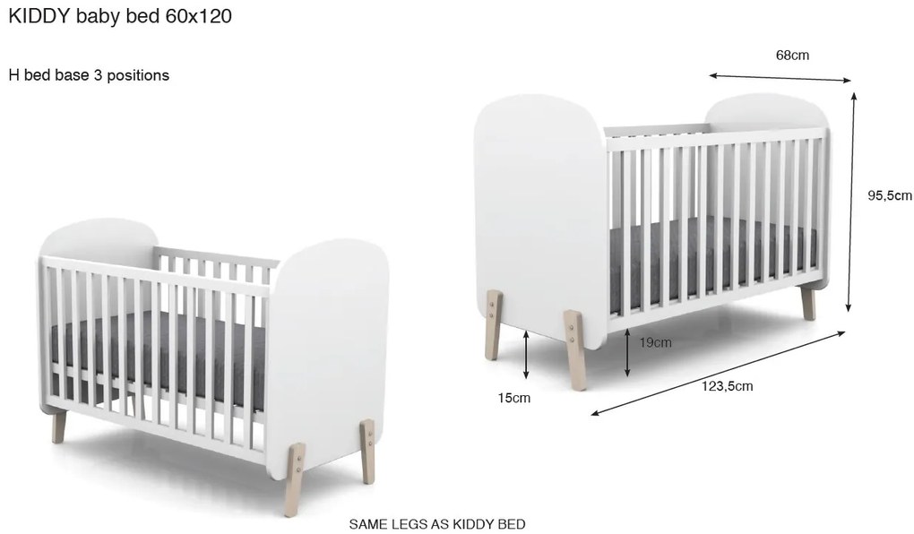 Pat copii PENTRU COPII KIDDY 60 X 120 CM ALB
