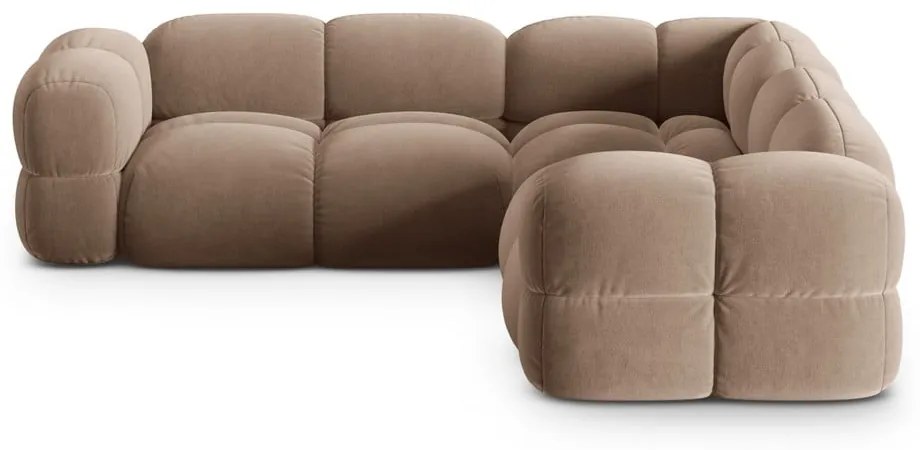 Colțar maro cu tapițerie din catifea Loretto – Cosmopolitan Design