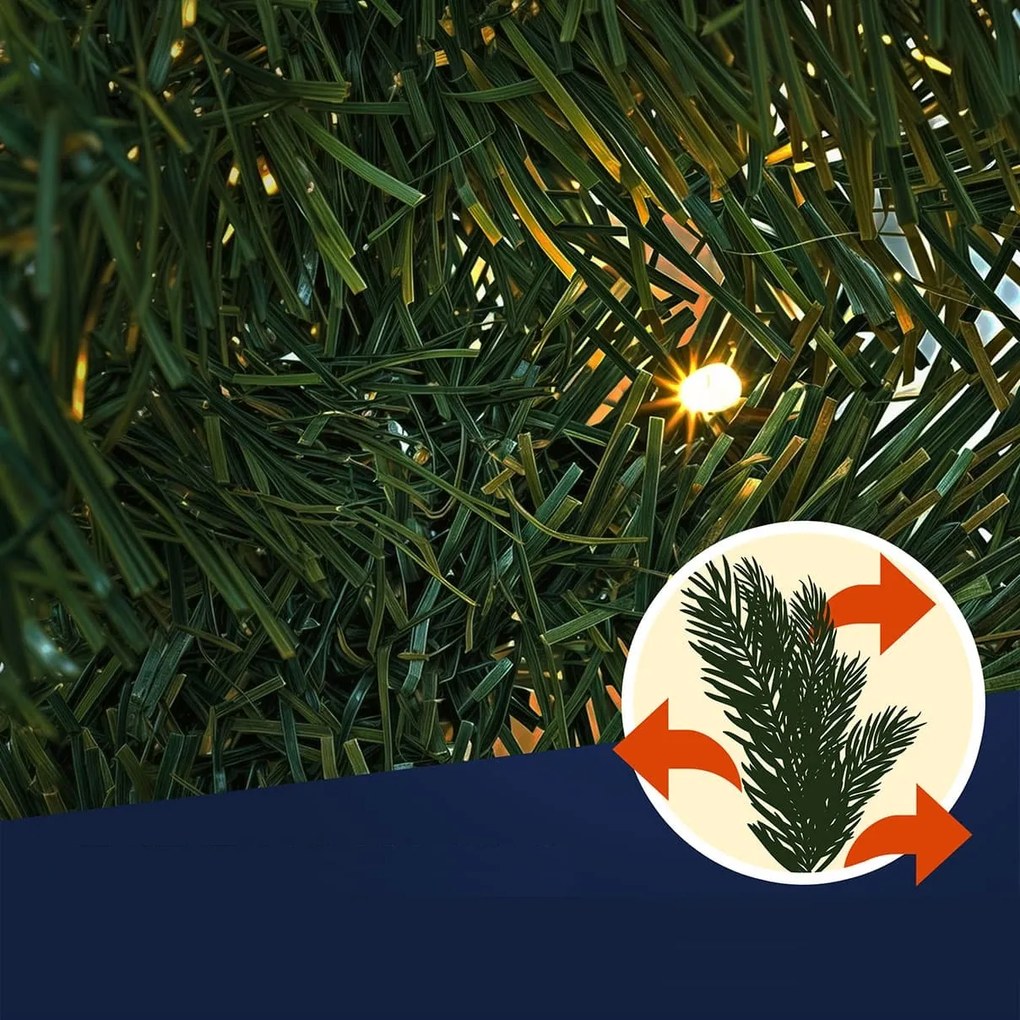 Ghirlandă de Crăciun ANDREA cu iluminare, decorată, 10m, verde Casaria