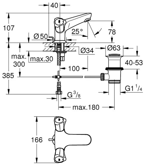 GROHE 21390001 - Baterie pentru lavoar COSTA L DN 15, crom lucios