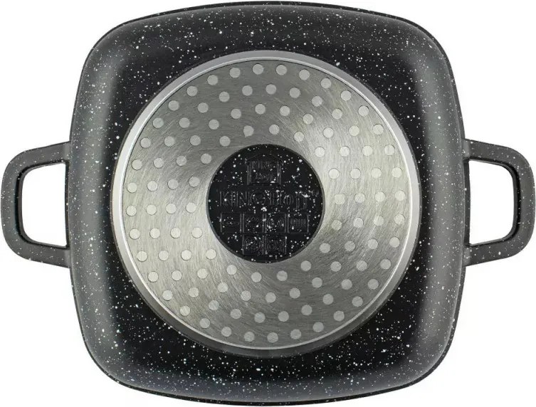 Cratita pentru cuptor si plita Kinghoff KH 1601, 20x20 cm, 2,8 l, Acoperire marmura, Inductie, Negru