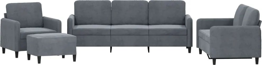 vidaXL Set de canapele, 4 piese, gri închis, catifea