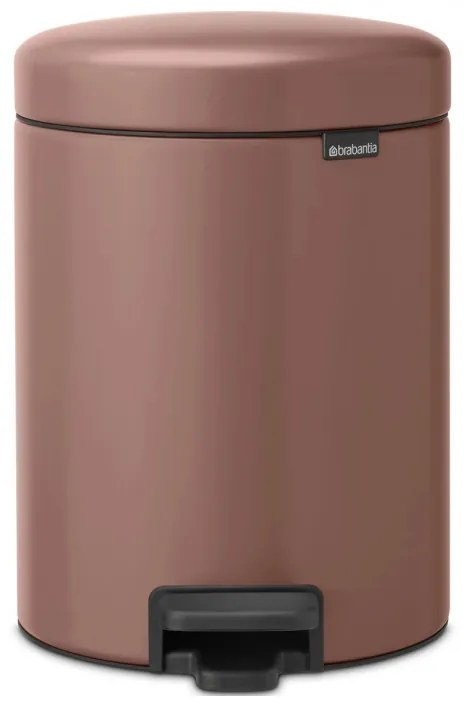 Cos de gunoi cu pedala Brabantia NewIcon 1008841, 5 L, Inchidere lina, Baza antiderapanta, Finisaj satinat, Maro