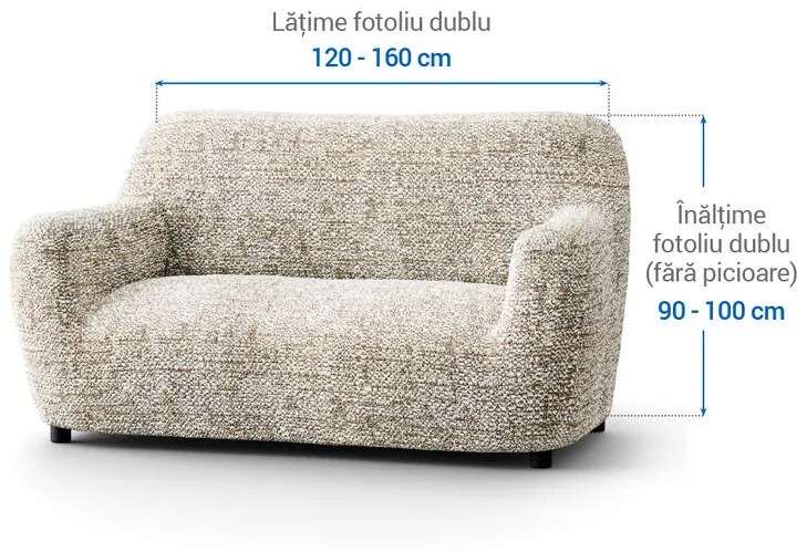 Huse bielastice GLORIA bej fotoliu dublu (l. 120 - 160 cm)