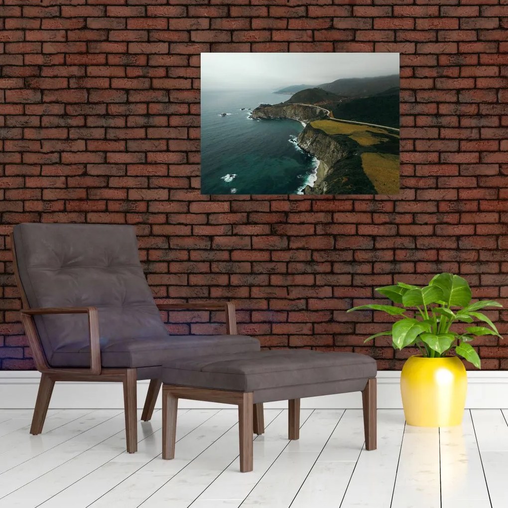 Tablou pe sticlă - Stânci în ocean (70x50 cm)