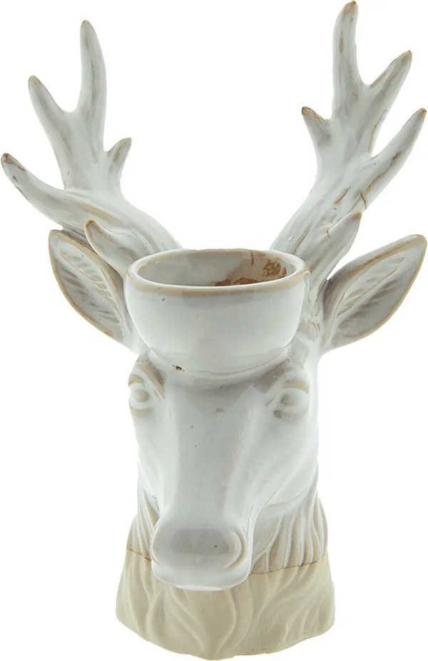 Suport lumanare, gri, din portelan, H21 cm, Reindeer