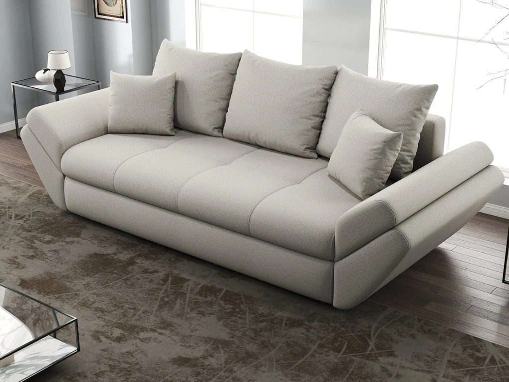 Canapea extensibilă dumonde cu ladă de depozitare si sezut confortabil din spuma high-density, Loana Enjoy Bej 250x100 cm