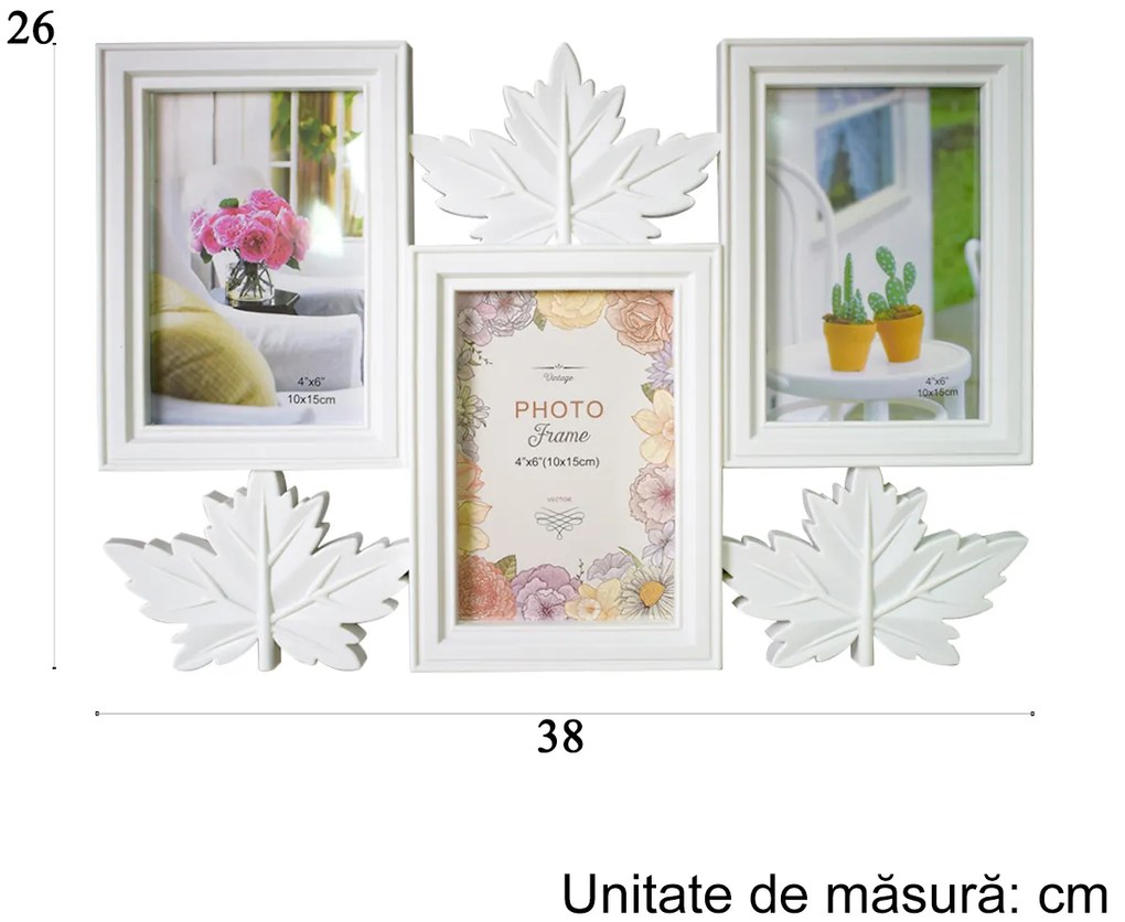 Rama foto, 3 poze, Naimeed D4580W, Alb