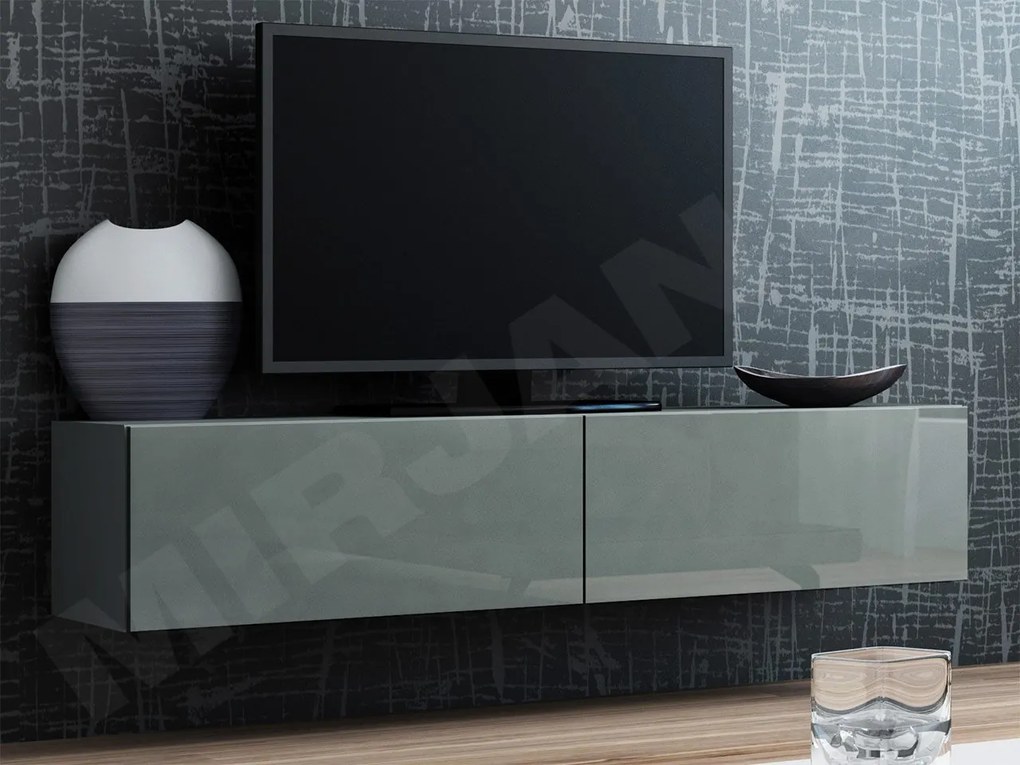 Masă TV/Dulap Zylia 140 (Gri + Gri lucios). Promo -17%. 1053759