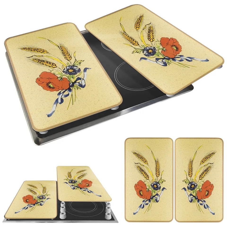 Protecții de aragaz 2 buc. din sticlă temperată 52x30 cm Corn-Flowers - Maximex