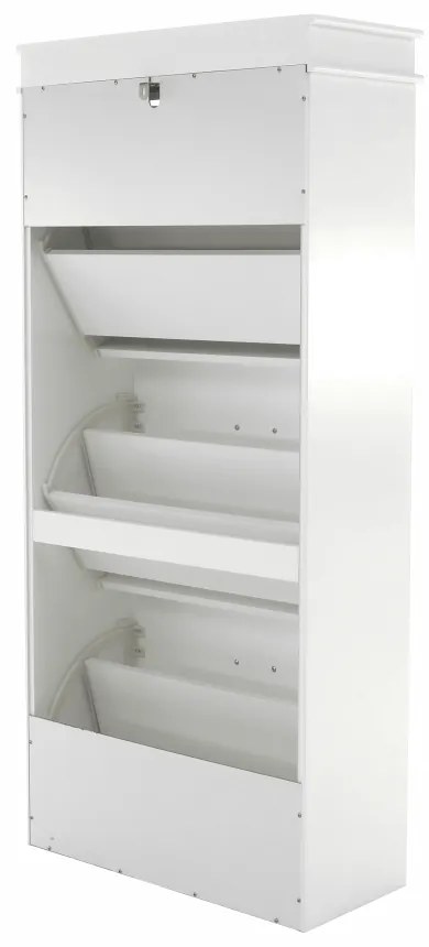 Pantofar, 3 compartimente, alb, mdf alb