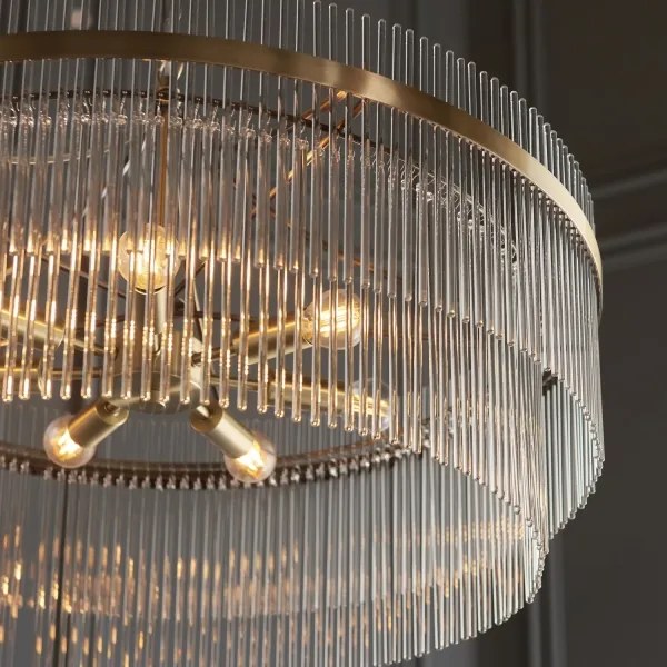 Endon 112574 - Candelabru suspendat pe lanț MARIETTA GRAND 7xE14/7W/230V alamă/sticlă clară