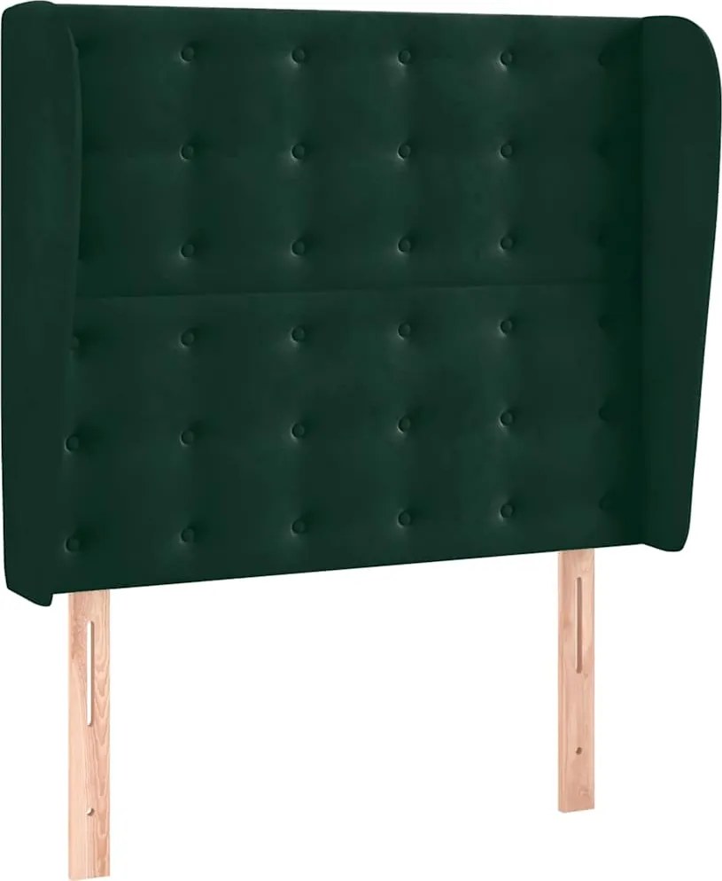 vidaXL Tăblie pat cu aripioare verde închis 93x23x118/128 cm catifea