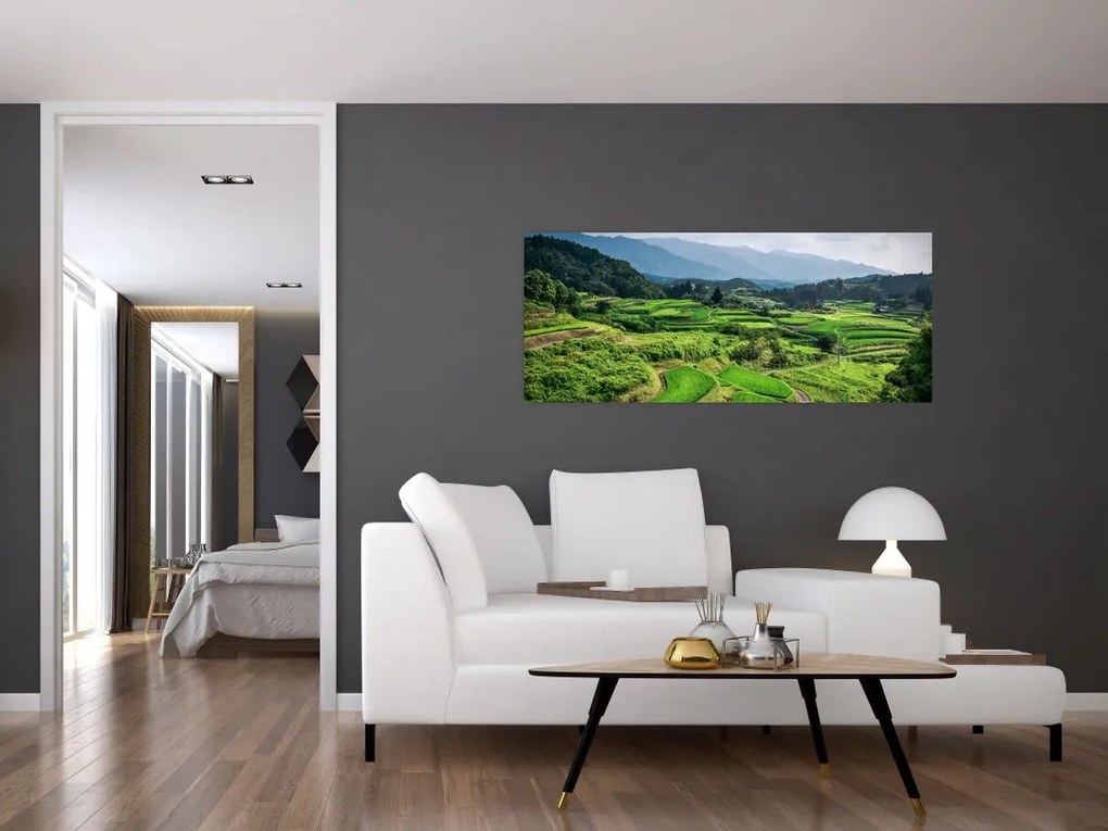 Tablou cu câmp de orez (120x50 cm)