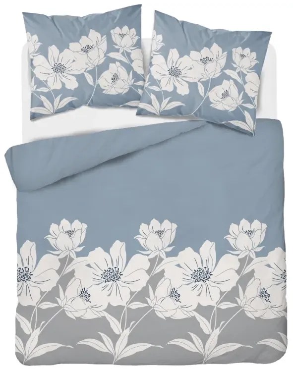 Cearșafuri din flanel - albastru cu motive florale 3 časti: 1ks 220x200 + 2ks 70x80