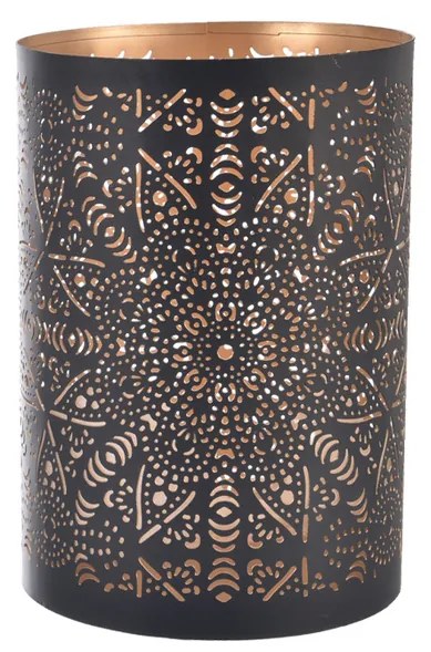 InDecor Sfeșnic metalic Mandala negru, 12 x 12 x18 cm, M