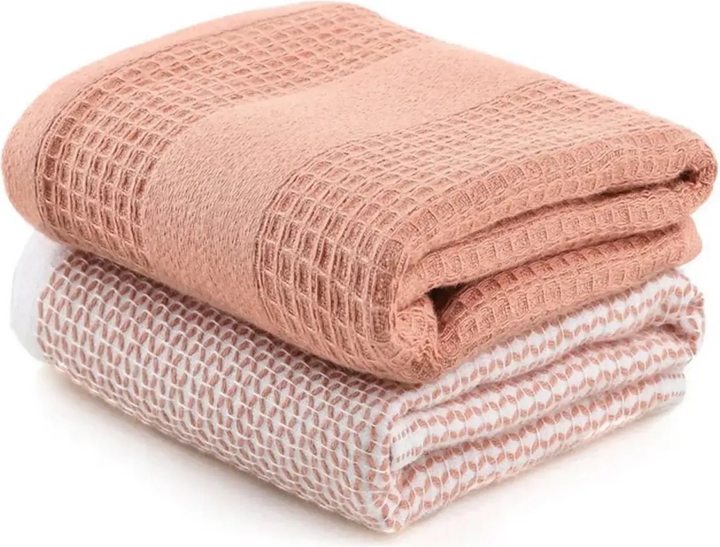 Set 2 prosoape baie BETTY, somon, bumbac, 40x60 cm