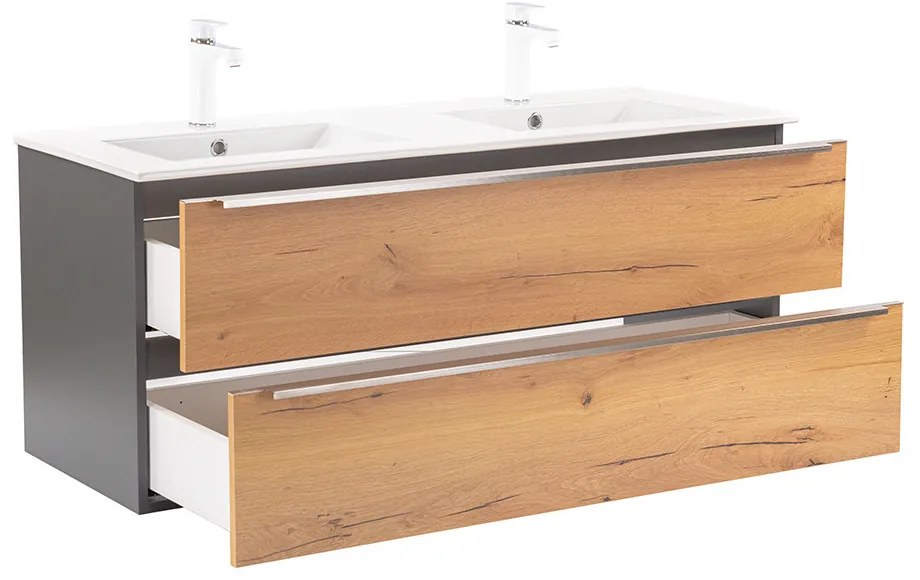Dulap inferior Vario Trim 120 cu lavoar antracit-stejar